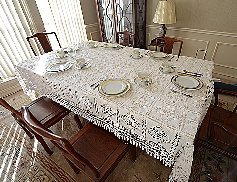 granny square crochet tablecloth