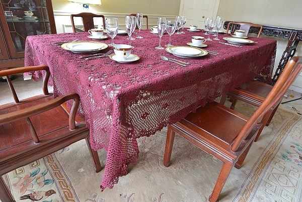 Festive Merlot color Crochet Tablecloth