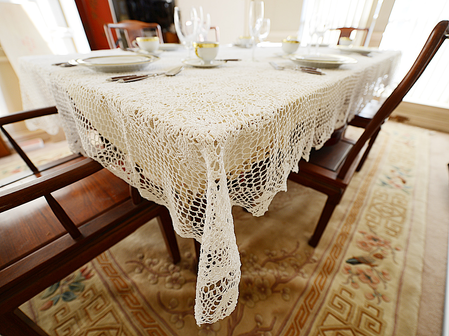 crochet dining tablecloth, crochet tablecloth, crochet rectangular tablecloth