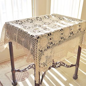 Square Crochet Tablecloths. 36″, 45″ Square. White & Ecru