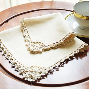 Crochet Napkin. Crochet Lace Edges. White, Everygreen & Merlot.(12pcs.)