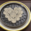 6" Heart Crochet Doily, Wheat color