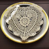 9" Heart Crochet Doily, Wheat color