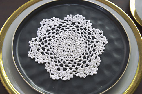 6" Round Crochet Doily, White