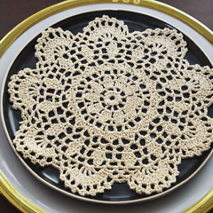 8" Round Crochet Doily, Brazilian Sand color