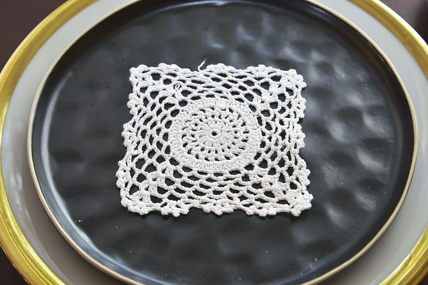 4" square crochet doily, white crochet