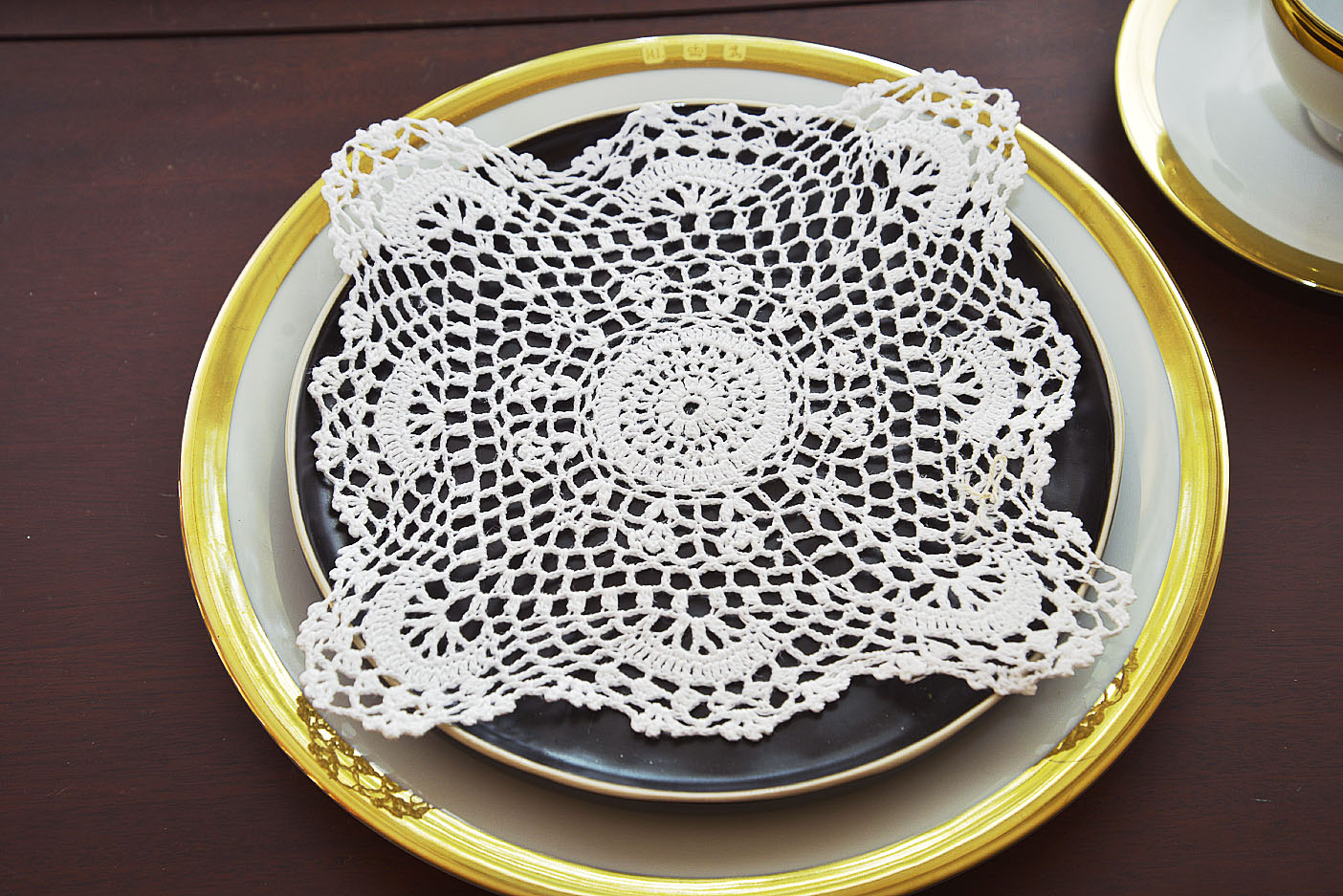 square crochet lace, white color