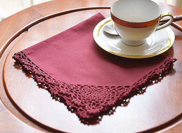 merlot color crochet napkin