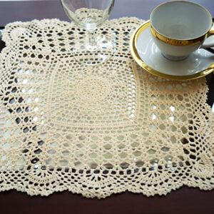 Crochet Placemats. Rectangular Size.14″x20″. White & Wheat Color