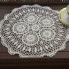 16" Round Crochet Placemat. White.