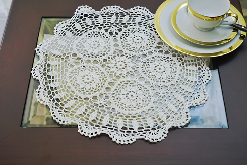 16" Round Crochet Placemat White